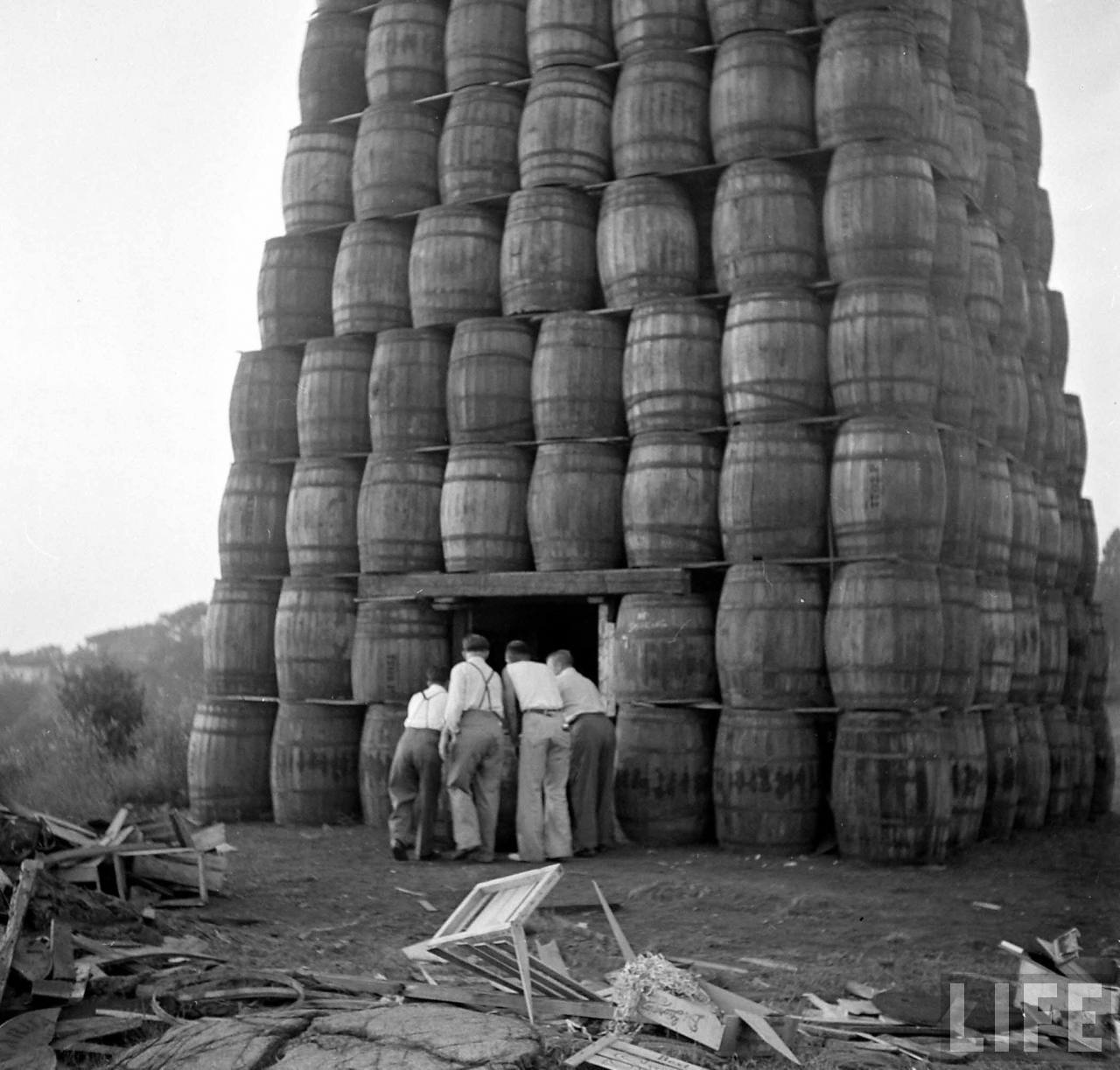 July 4th 1949 Barrel Bonfire Life Magazine