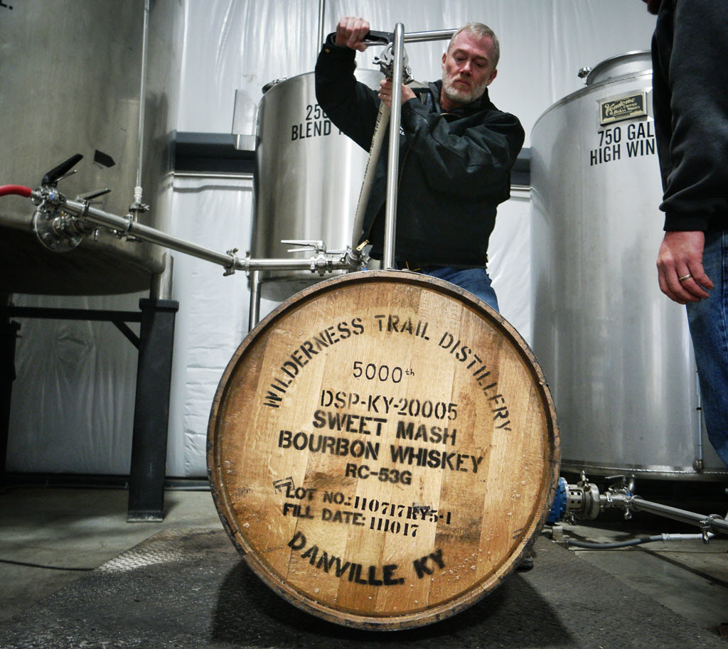 Wilderness Trail Distillery - Shane Baker filling the 5,000th barrel