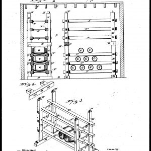 US Patent No 9175 Frederick Stitzel Racks for Tiering Barrels Drawing BW