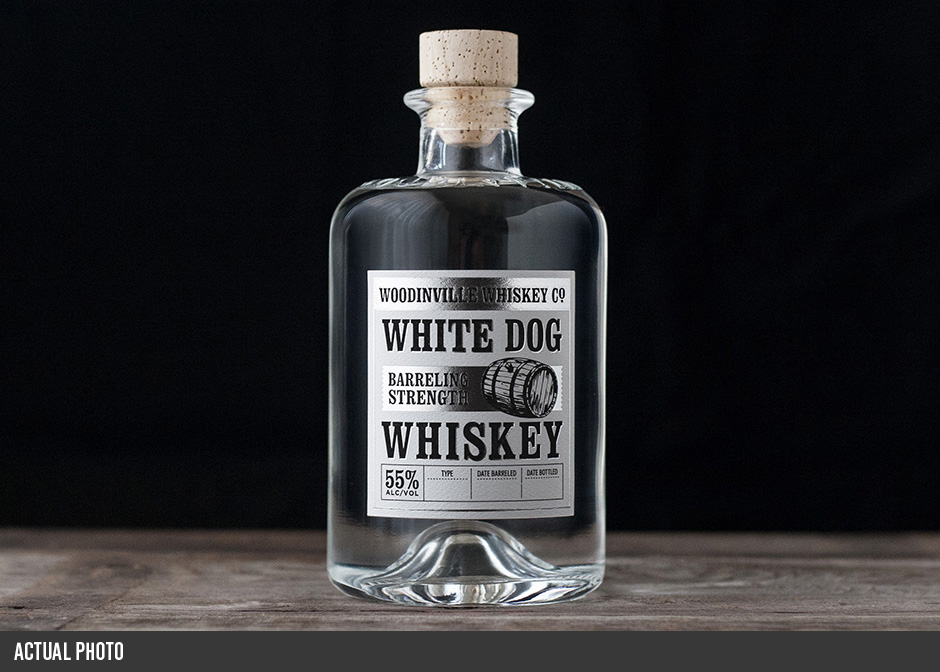 White Dog Whiskey Actual Bottle Photograph
