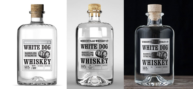 White Dog Whiskey Bottle and Label Design Steps