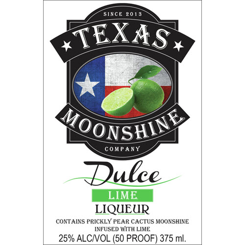 Hill Country Distillers - Spirits, Texas Prickly Pear Cactus Moonshine Infused Liqueur, Texas Dulce Lime Liqueur, Label