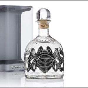 Patron Silver Tequila 1 Liter in Acrylic Case Cover