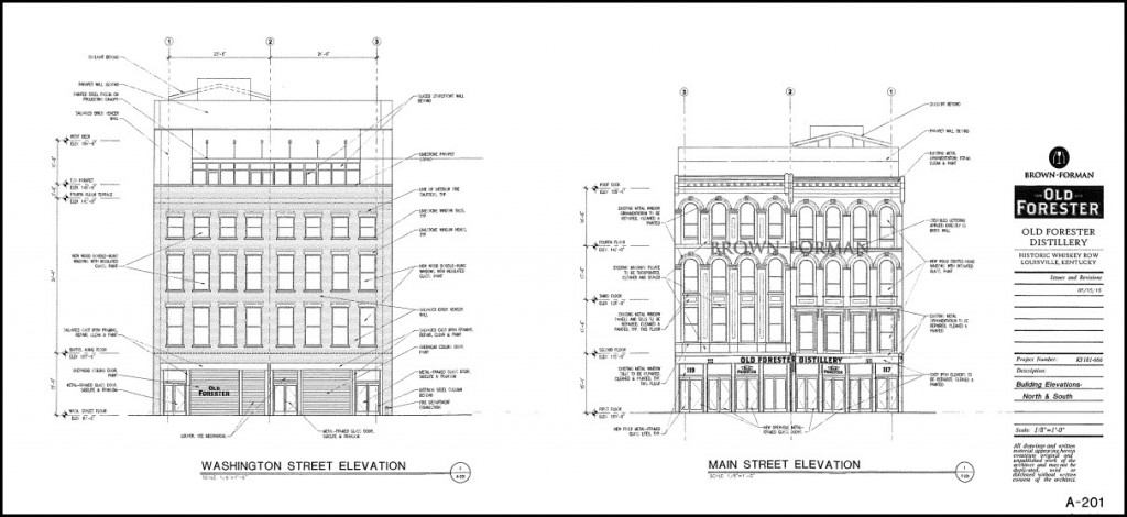 Old Forester Distillery Building Plans Front and Back View