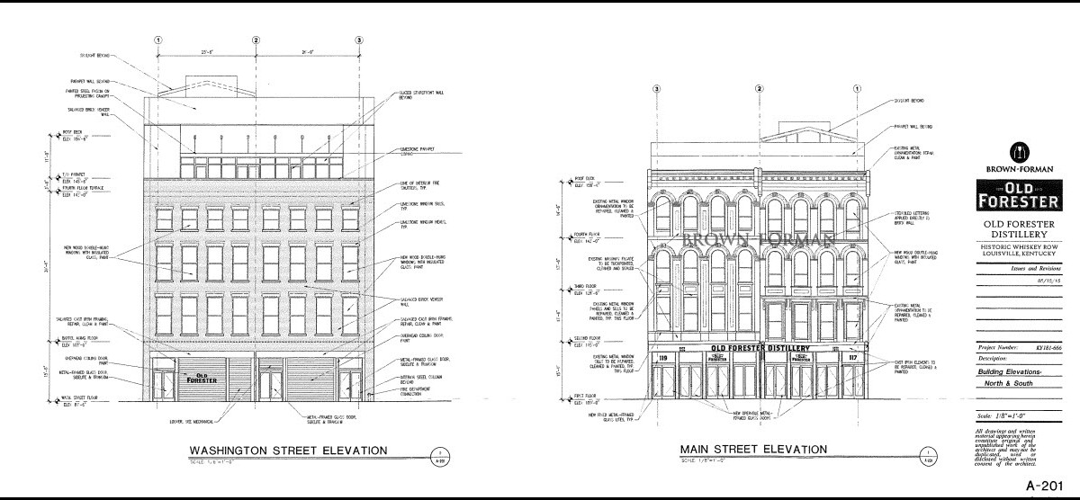 Old Forester Distillery Building Plans Front and Back View - Distillery ...