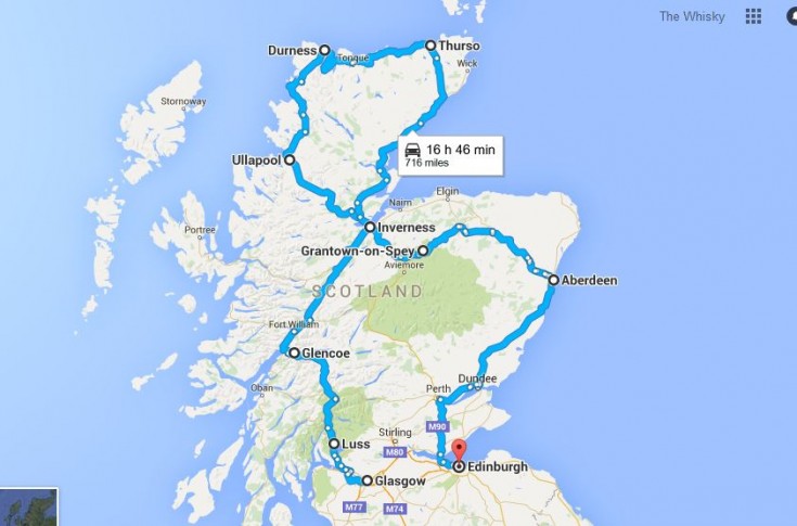 Scotland Distillery Roadtrip Map