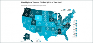 State Excise Tax on Distilled Spirits Map 2015