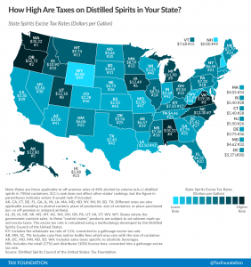 State Excise Tax on Distilled Spirits Map 2015
