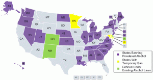 US Map of States that have Banned Palcohol