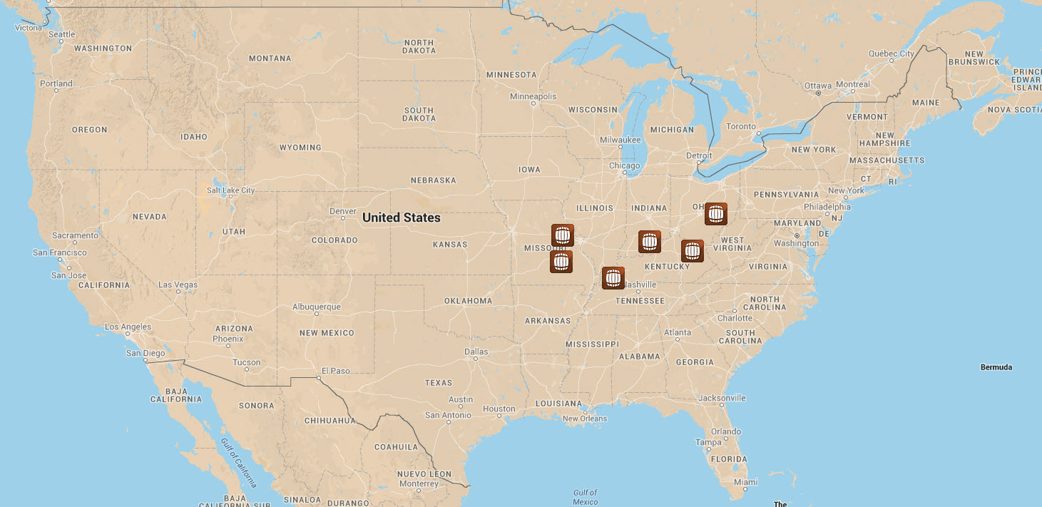 Independent Stave Company and American Stave Company Mill Locations