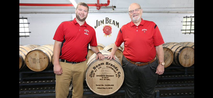 Fred Noe and son Freddie Noe Celebrating 14 Millionth Barrel of Jim Beam