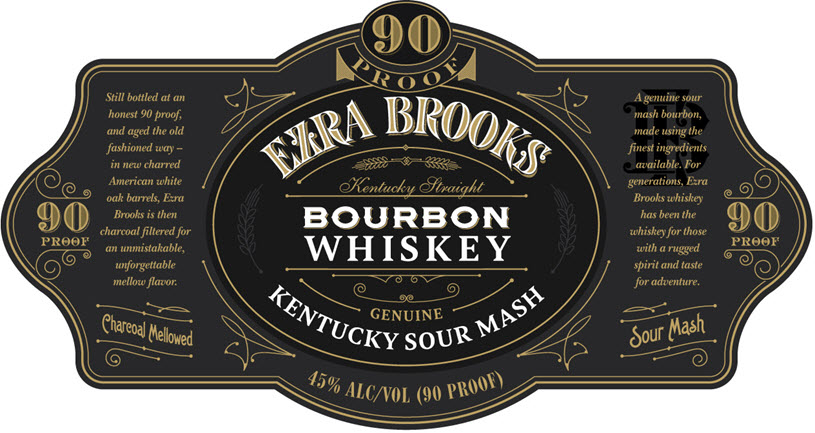 Ezra Brooks Kentucky Straight Bourbon Whiskey 90 Proof Label