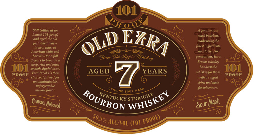 Old Ezra Kentucky Straight Bourbon Whiskey 101 Proof Aged 7 Years Label