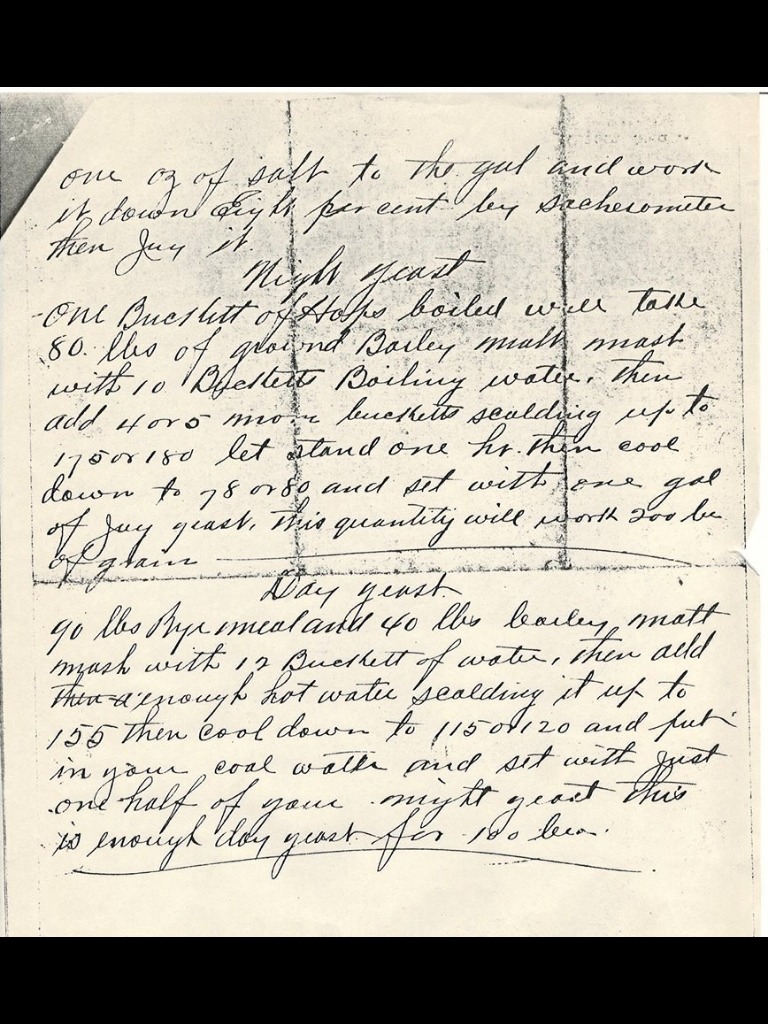 J.W. Dant 1890s Yeast Recipe Page 2