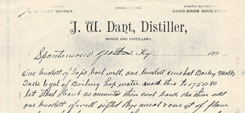 J.W. Dant 1890s Yeast Recipe