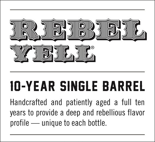 Rebel Yell 10 Year Old Kentucky Straight Bourbon Whiskey Bottle Label