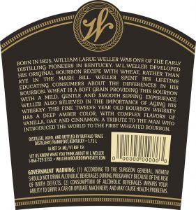 Weller Kentucky Straight Bourbon back label
