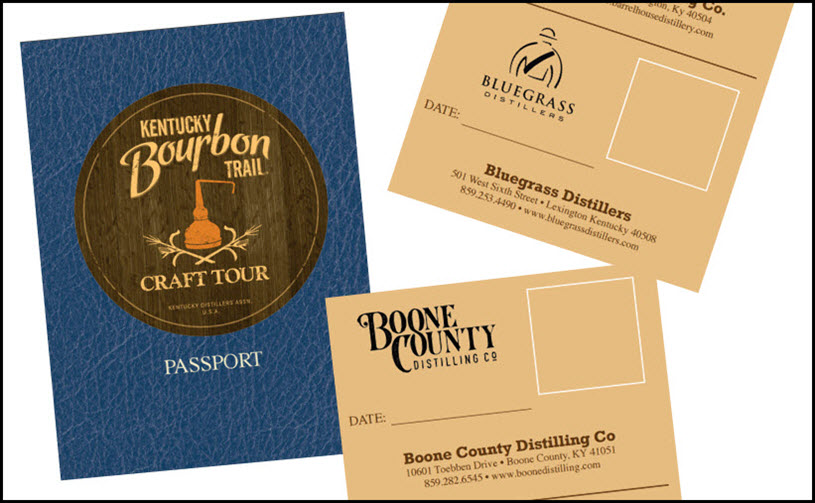 Kentucky Bourbon Trail Craft Tour Passport - Boone County Distilling and Bluegrass Distilling stamp pages