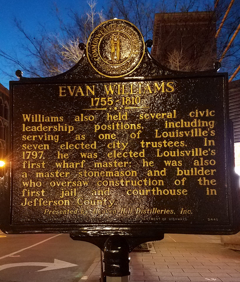 Evan Williams Distillery Historic Marker 1755-1810, Back