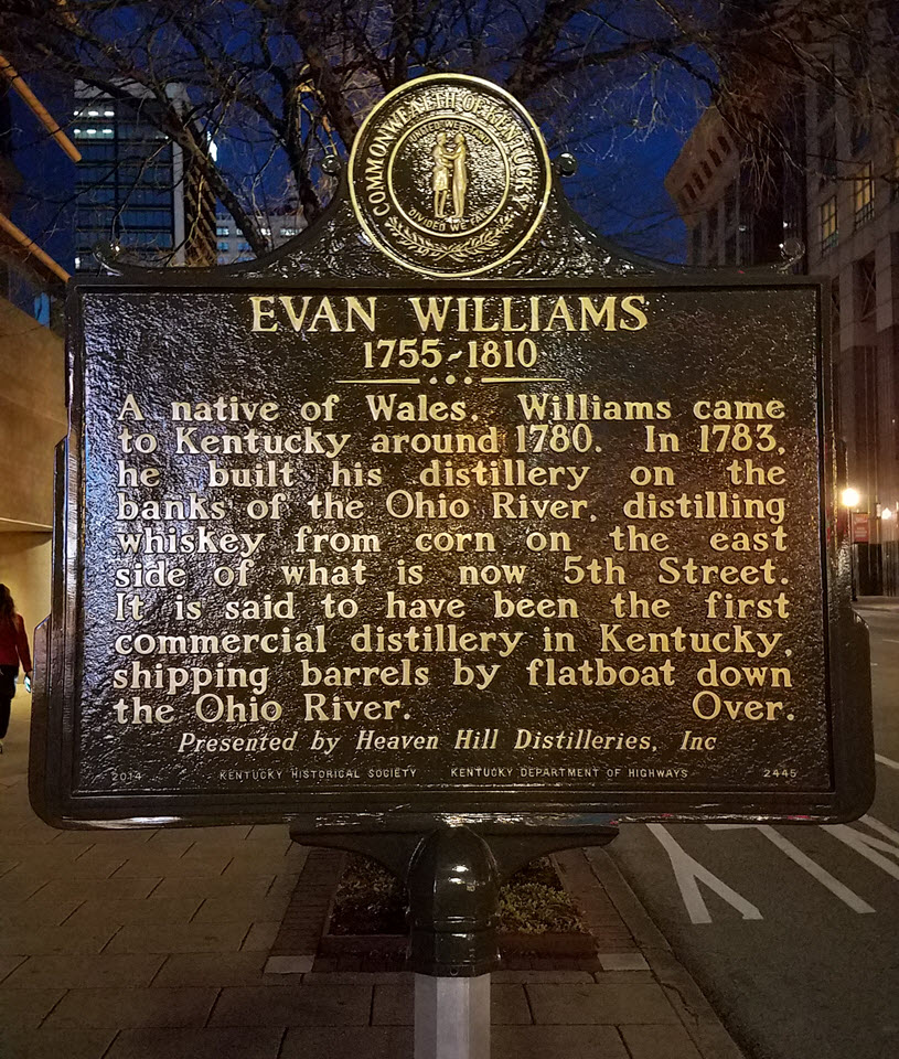 Evan Williams Distillery Historic Marker 1755-1810k, Front