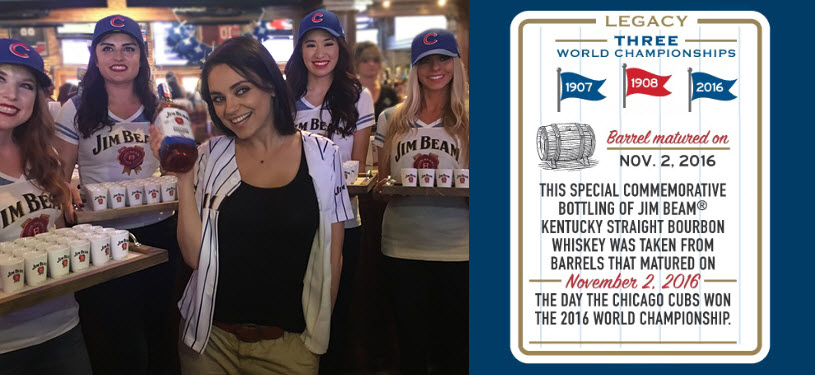 Jim Beam Bourbon - Mila Kunis Celebrates 2017 Chicago Cubs World Championship