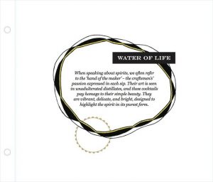 Death & Co. Menu - Water of Life, menu