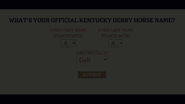 What's Your Official Kentucky Derby Horse Name