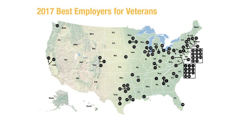 Brown-Forman - Best Place to Work for Vets, USA Map