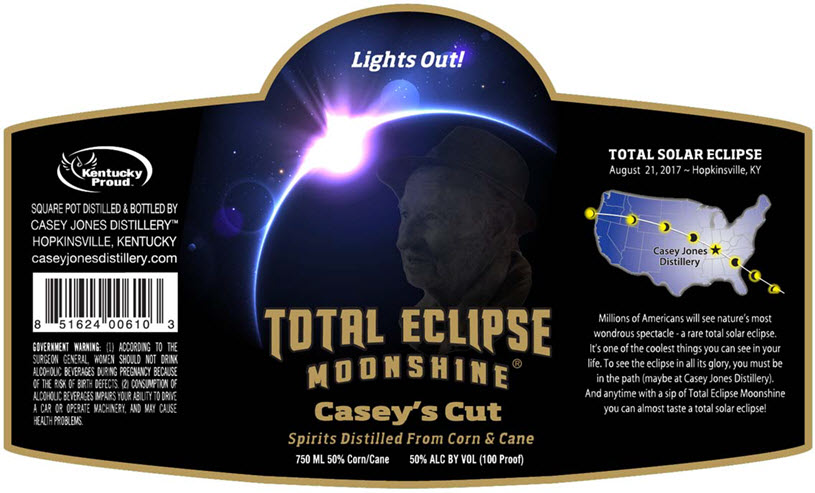 Casey Jones Distillery - Casey's Cut Total Eclipse Moonshine Label