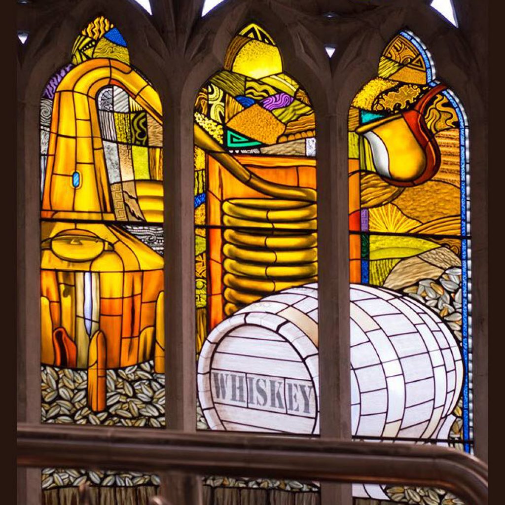 Pearse Lyons Distillery - TOTP Architects, Stained Glass with Story of the Brewing Process