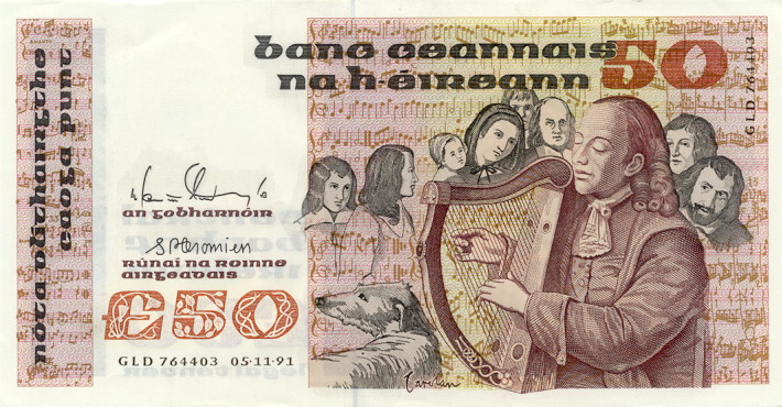 Turlough O’Carolan on the former Irish £50 note