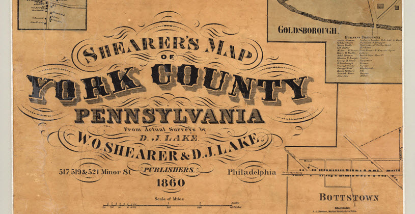 Historic 1860 York County, Pennsylvania Map