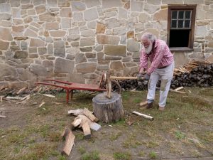 George Washington's Distillery - Preparing Wood to Fire Up the Still