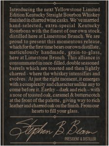 2017 Yellowstone Limited Edition Kentucky Straight Bourbon - Back Label