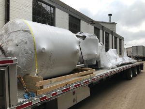 Tattersall Distilling - Arrival of Vendome Copper and Brass Works 1,000 Gallon Mash Cooker and 250 Gallon Hybrid Still