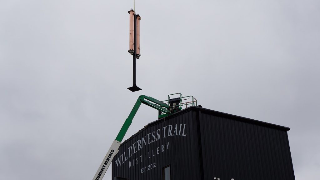 Wilderness Trail Distillery - Vendome Copper & Brass Works, Copper Condenders Flying through the Air