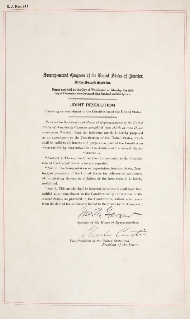 Repeal of Prohibition Ratified at 5:32pm 1933 – 13 Year Failed ...