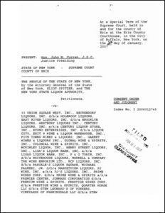New York State Liquor Authority 2006 Wholesale Consent Order and Decree