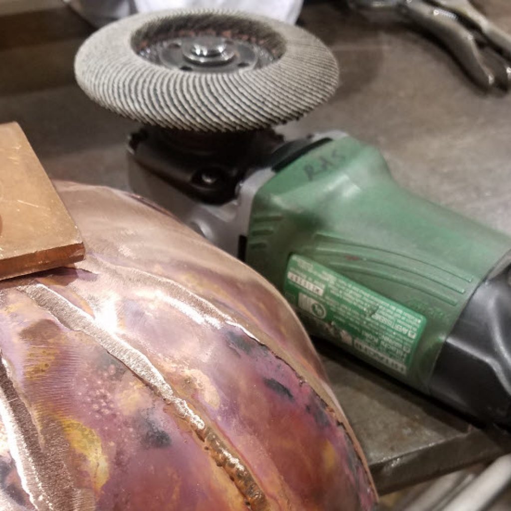 Handmade Copper Yeast Jug - 7 Grinding the Top