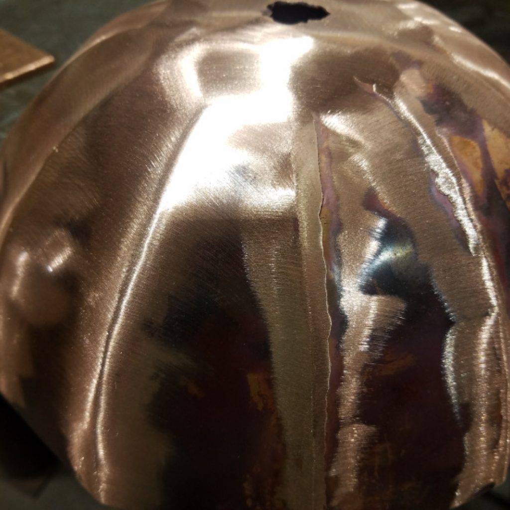 Handmade Copper Yeast Jug - 8 Grinding the Top