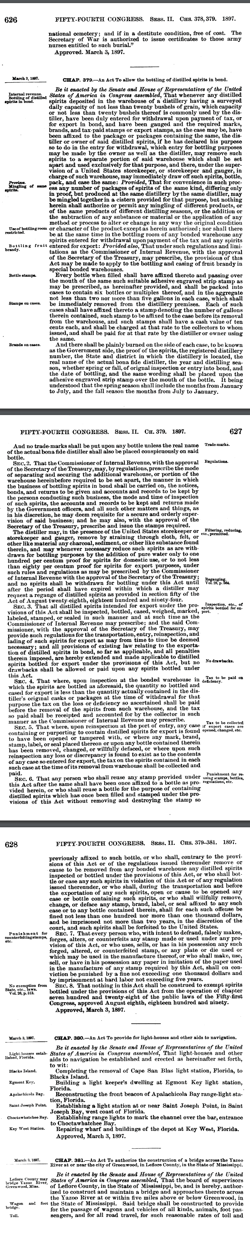 Bottled in Bond Act - Actual Text, Signed March 3, 1897