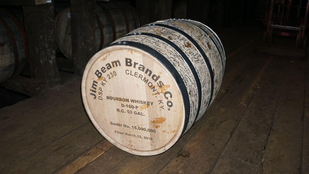 Jim Beam Distillery - 15 Millionth Barrel Signed by all employees
