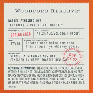 Woodford Reserve Distillery - 2018 Woodford Reserve Distillers Select Barrel Finished Rye