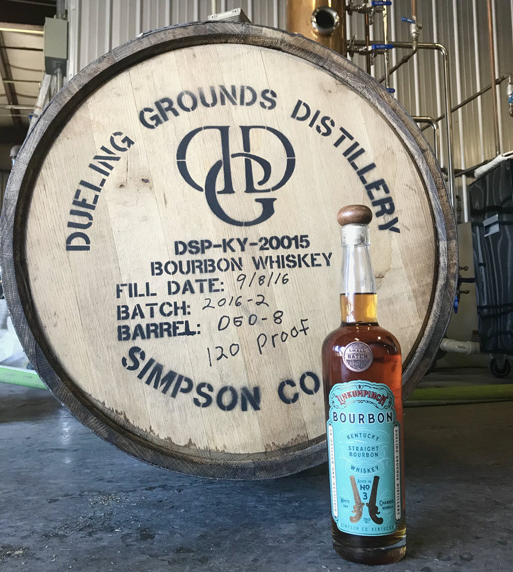 Dueling Grounds Distillery - Linkumpinch Kentucky Straight Bourbon Whiskey Bottle & Barrel