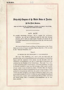 U.S. Constitution - The Volstead Act of October 28, 1919, Page 1