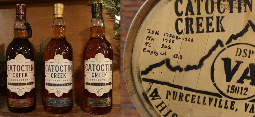 Catoctin Creek Distilling Co. - Bottles on the Mantle and 30 Gallon Barrel