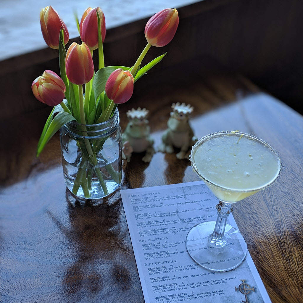 Crostwater Distilled Spirits - Lemon Drop Martini and Tulips