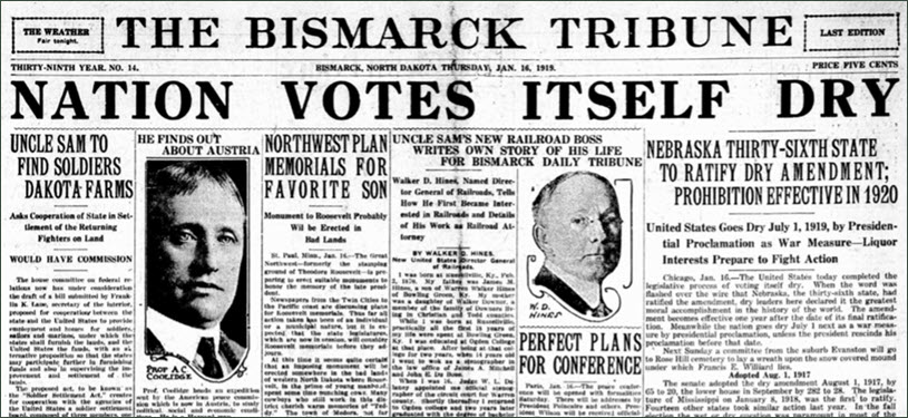 100 Years Ago Today - Nation Votes Itself Dry, January 16, 1919