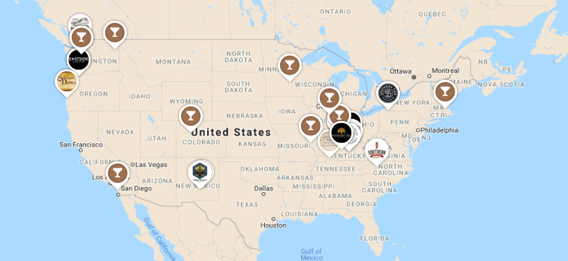 USA Distillery Map