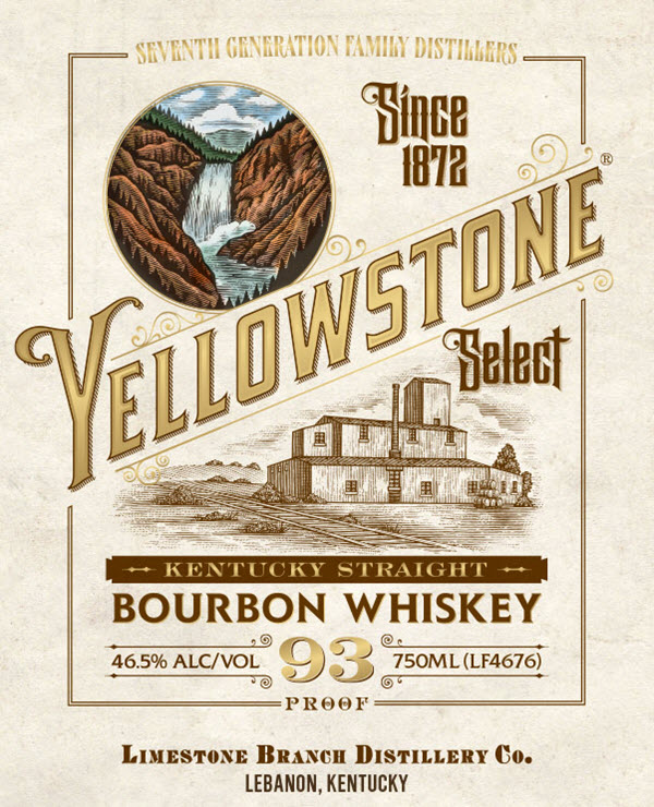 Limestone Branch Distillery - Yellowstone Kentucky Straight Bourbon Whiskey Bottle Label 2019